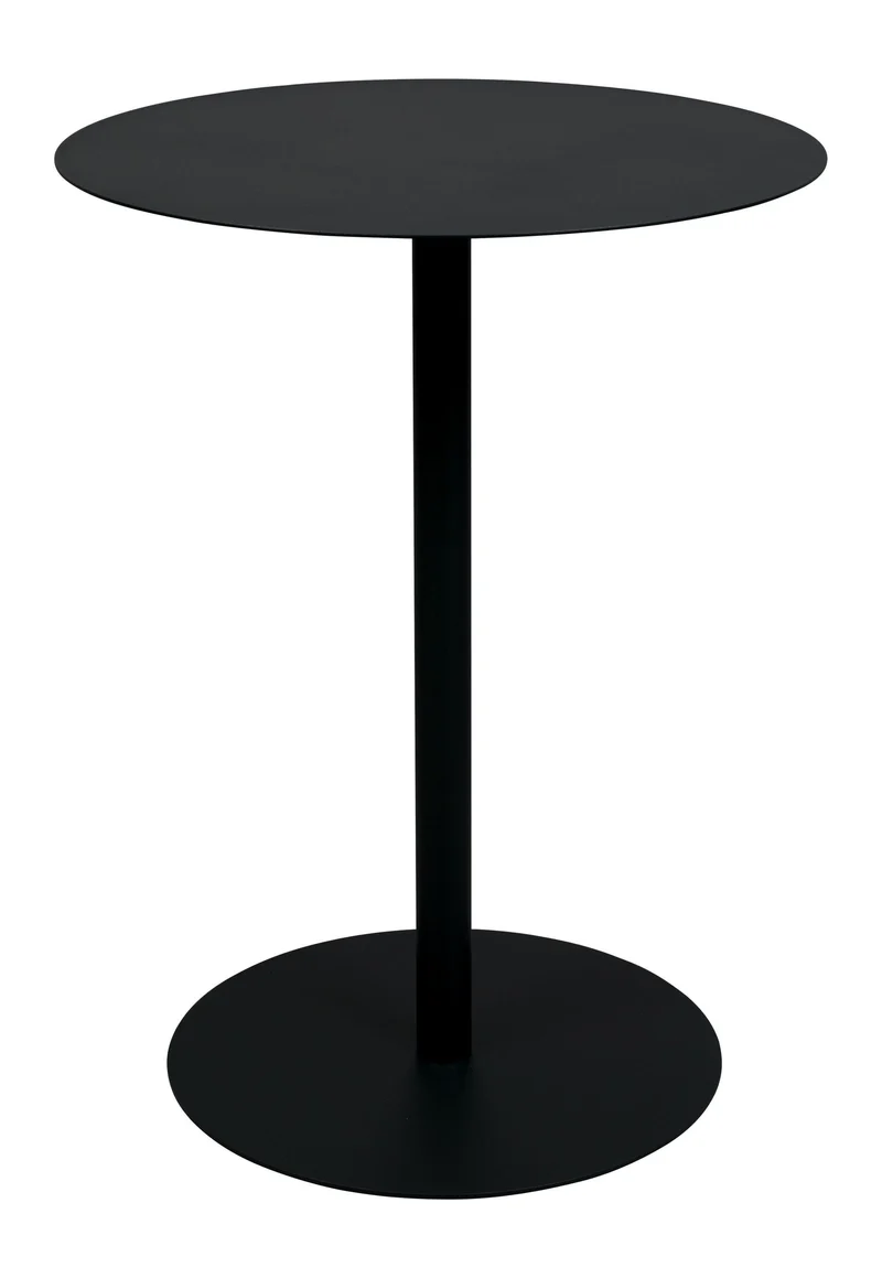 Bistrotisch Snow Black von Zuiver, runder Tisch aus Stahl, Schwarz