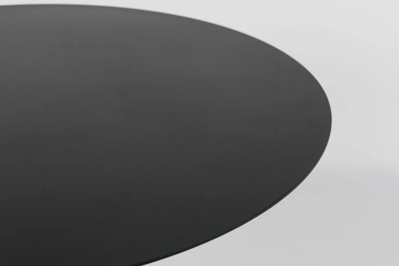 Bistrotisch Snow Black von Zuiver, runder Tisch aus Stahl, Schwarz