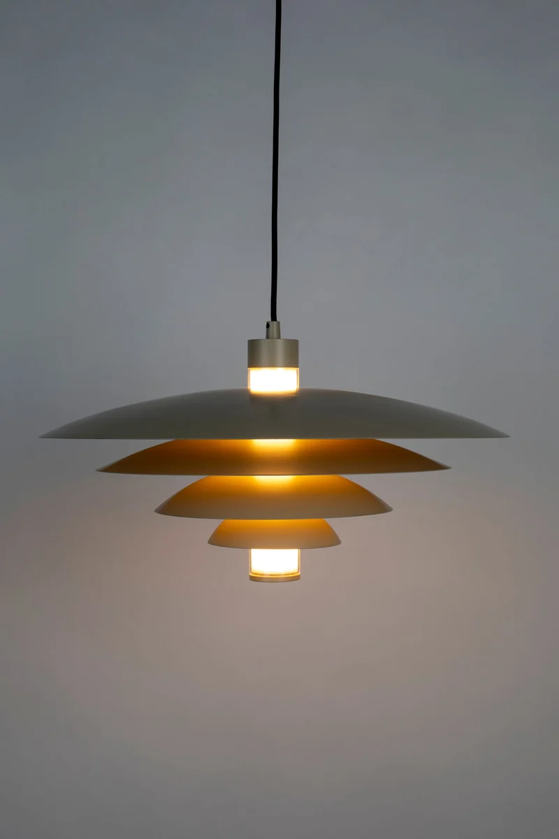 Pendelleuchte Cole von Zuiver in Beige mit Eisen-Gestell, E27-Fassung