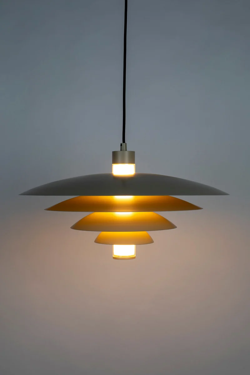 Pendelleuchte Cole von Zuiver in Beige mit Eisen-Gestell, E27-Fassung