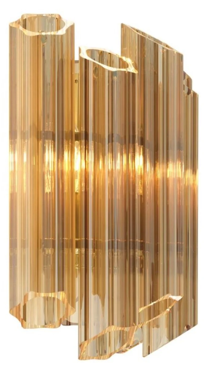 Casa Padrino Luxus Wohnzimmer Wandleuchte Gold 33 x 17 x H. 32,5 cm - Luxus Kollektion
