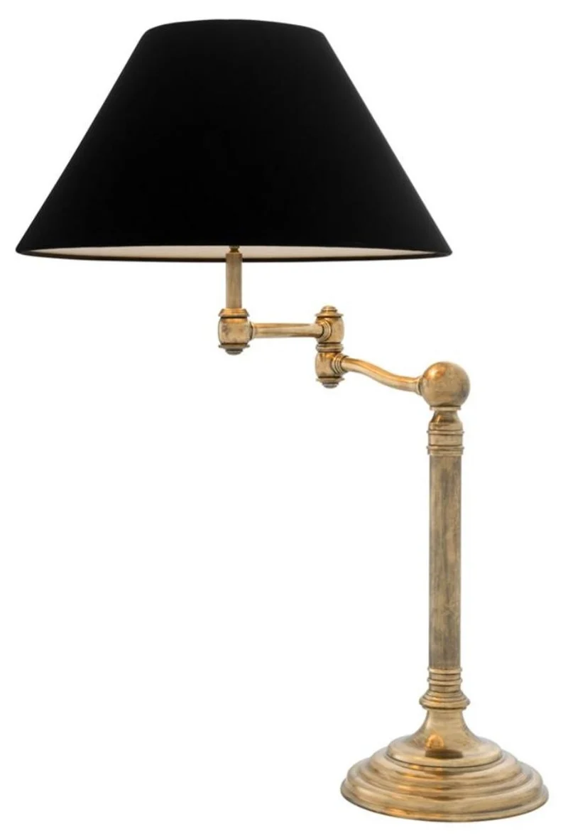 Casa Padrino Luxus Tischleuchte mit Schwenkarm in vintage messing 27 x 50 x H. 90 cm - Wohnzimmer Möbel