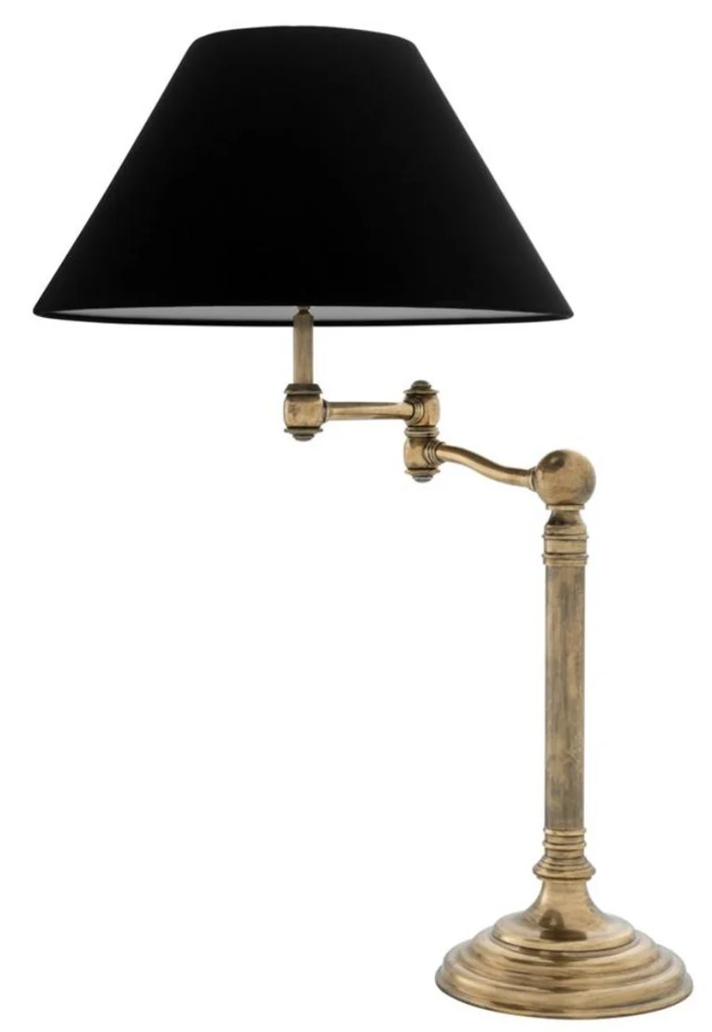 Casa Padrino Luxus Tischleuchte mit Schwenkarm in vintage messing 27 x 50 x H. 90 cm - Wohnzimmer Möbel