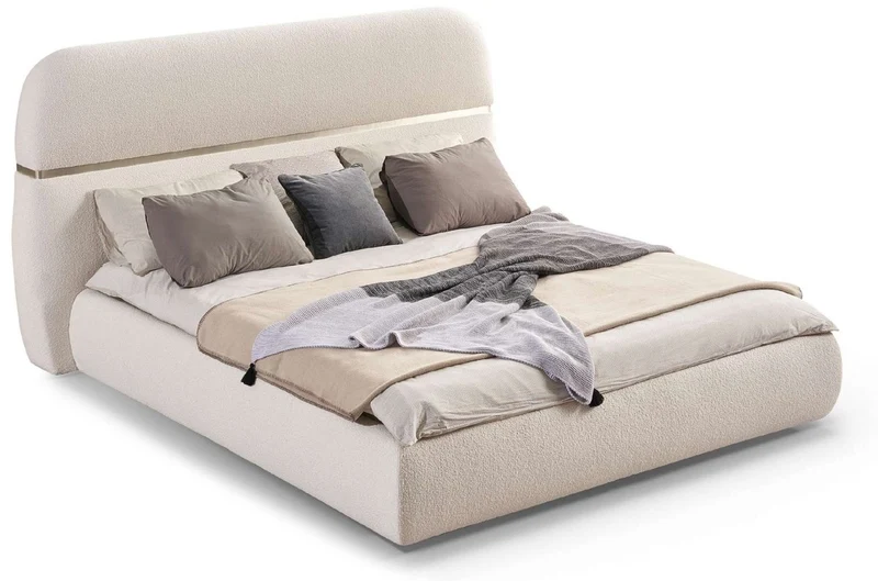 Casa Padrino Luxus Doppelbett Creme / Gold 230 x 244 x H. 130 cm - Massivholz Bett mit Kopfteil - Schlafzimmer Möbel - Hotel Möbel - Luxus Möbel - Luxus Einrichtung