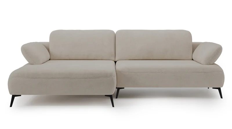 Ecksofa mit Schlaffunktion Avolla, L-förmig, linksseitig, mit Stauraum, beige, hydrophobes Chenille