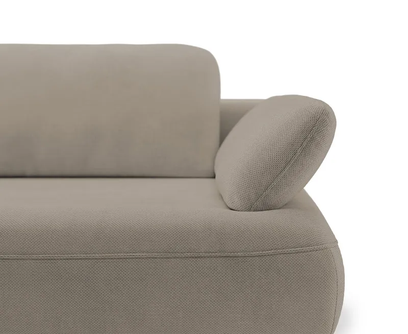 Ecksofa mit Schlaffunktion Avolla, L-förmig, linksseitig, mit Stauraum, dunkelbeige, hydrophober Chenille-Stoff