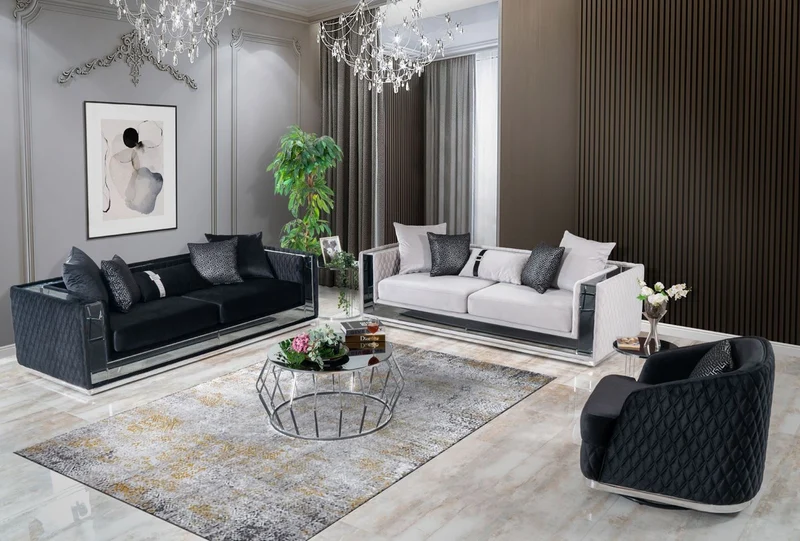Casa Padrino Luxus Drehsessel Schwarz / Silber 85 x 80 x H. 75 cm - Wohnzimmer Sessel - Hotel Sessel - Wohnzimmer Möbel - Hotel Möbel - Luxus Möbel - Luxus Kollektion