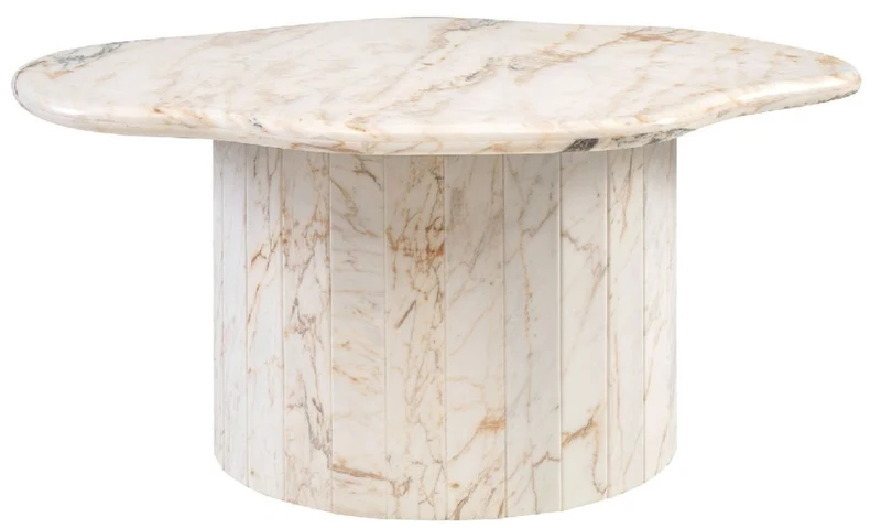 Casa Padrino Luxus Marmor Couchtisch Weiß-Beige 106 x 105 x H. 46,5 cm - Marmor Wohnzimmertisch - Wohnzimmer Möbel - Luxus Möbel - Marmor Möbel - Luxus Einrichtung