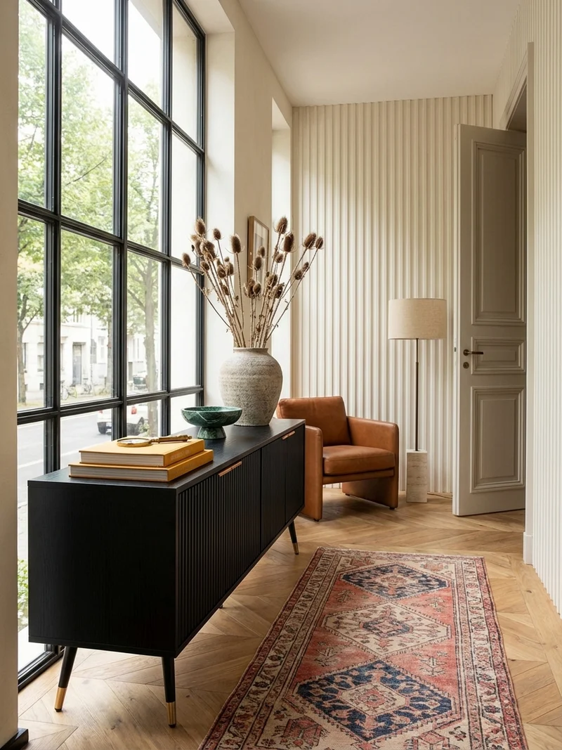 Lowboard Schwarz Eiche-Dekor Modern Stil 150x60x39 cm mit Türen