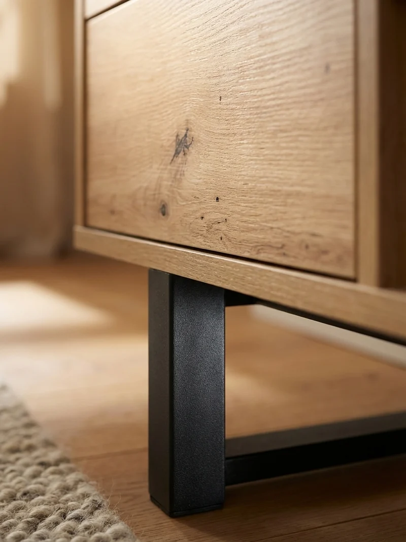 TV-Lowboard mit Eiche-Dekor, Schubladen und offenes Regal, modern