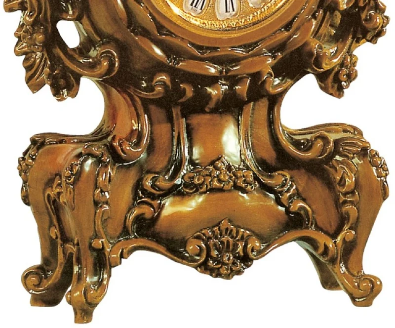 Casa Padrino Luxus Barock Tischuhr Braun / Gold - Prunkvolle Barockstil Uhr - Handgeschnitzte Barock Schreibtischuhr - Luxus Qualität - Made in Italy