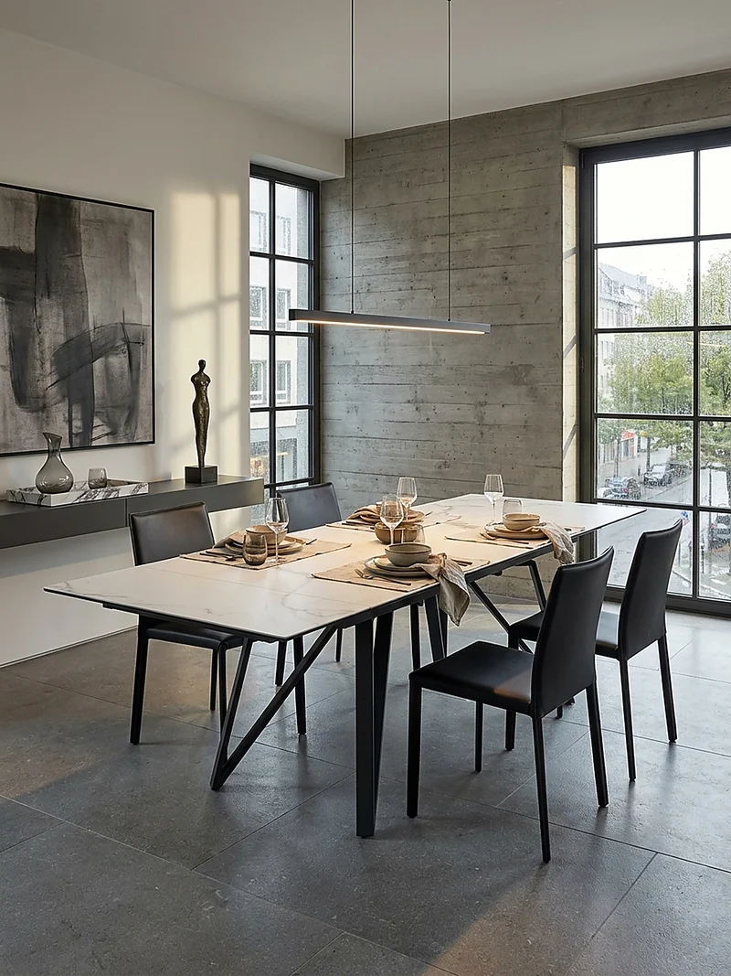 Esstisch Ausziehbar Keramik Glas Marmoroptik Rechteckig Groß