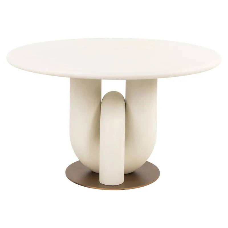 Esstisch Winslow Ø135 cm White – Runde Tischplatte, Metallgestell