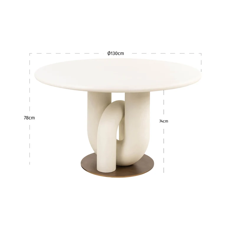 Esstisch Winslow Ø135 cm White – Runde Tischplatte, Metallgestell
