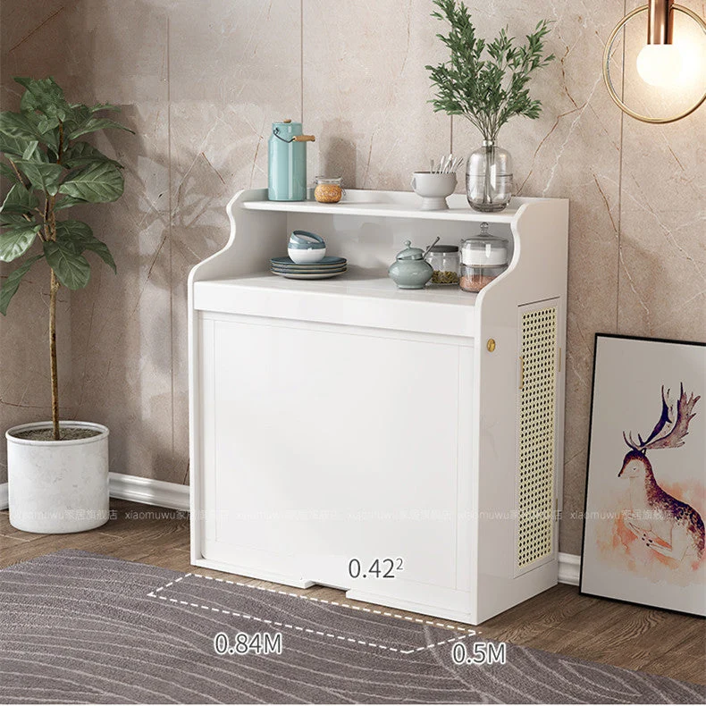 Klappbarer multifunktionaler Esstisch aus Massivholz mit Schrank und Klappstühlen