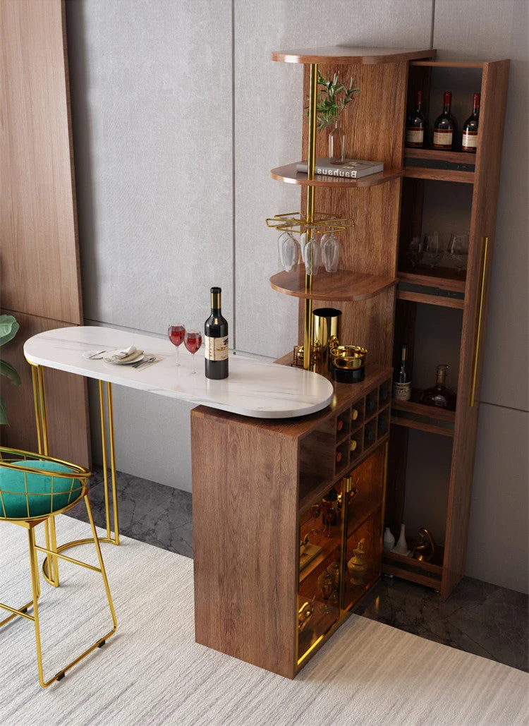 2021 neues Design Modern Light Luxury Rotating Wine Bar Table mit Kabinett