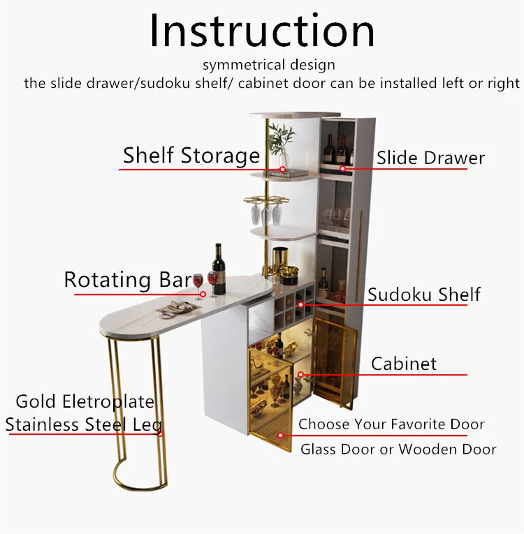 2021 neues Design Modern Light Luxury Rotating Wine Bar Table mit Kabinett