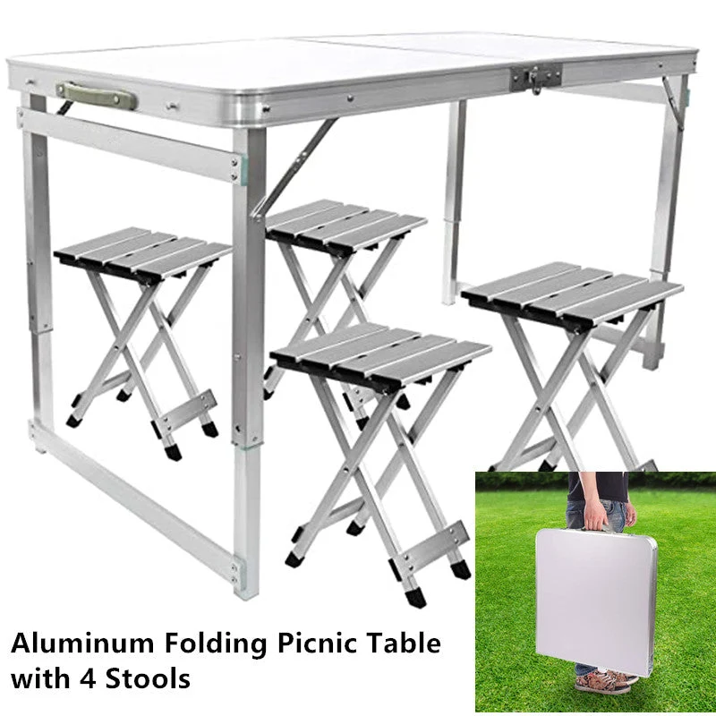 Klappbarer Picknicktisch aus Aluminium mit 4 Hockern
