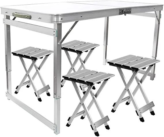 Klappbarer Picknicktisch aus Aluminium mit 4 Hockern