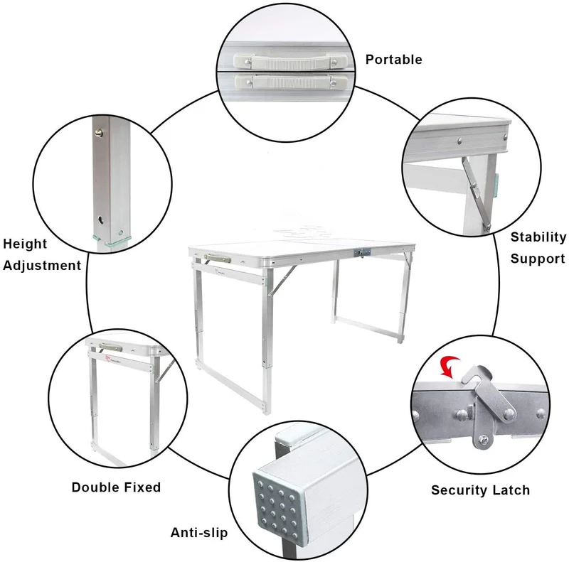 Klappbarer Picknicktisch aus Aluminium mit 4 Hockern