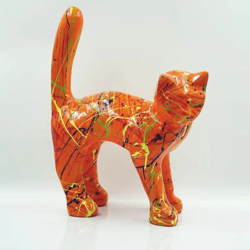 Casa Padrino Deko Figur Katze H. 32 cm - Verschiedene Farben - Deko Skulptur