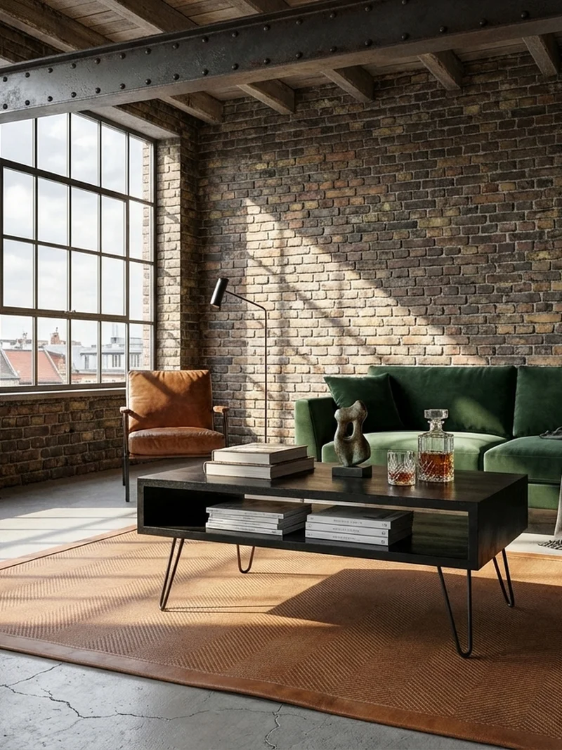 Couchtisch Mango Massivholz Metall 100x50x40cm mit Stauraum und Haarnadelbeinen