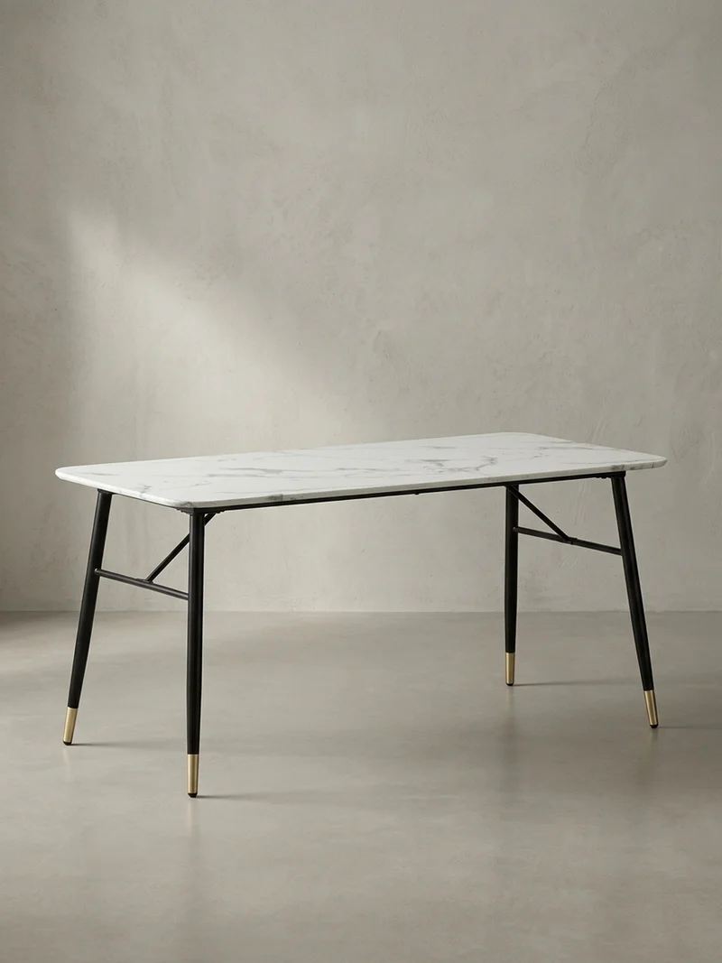 Esstisch Marmoroptik Metall Rechteckig Modern Klein