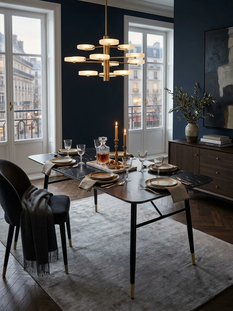 Esstisch Marmoroptik Metall Rechteckig Modern Klein