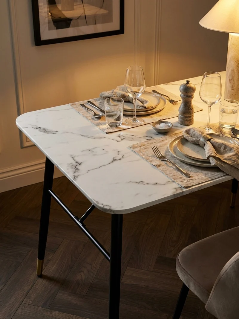 Esstisch Marmoroptik Metall Rechteckig Modern Klein