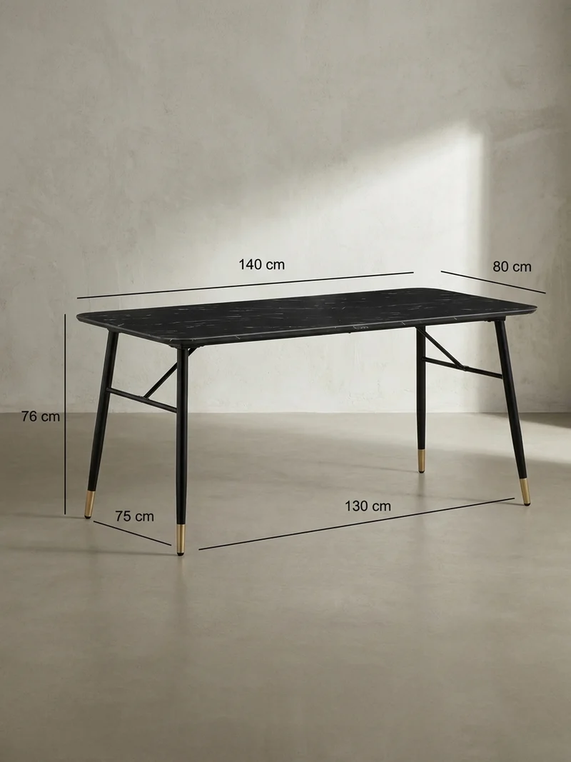 Esstisch Marmoroptik Metall Rechteckig Modern Klein