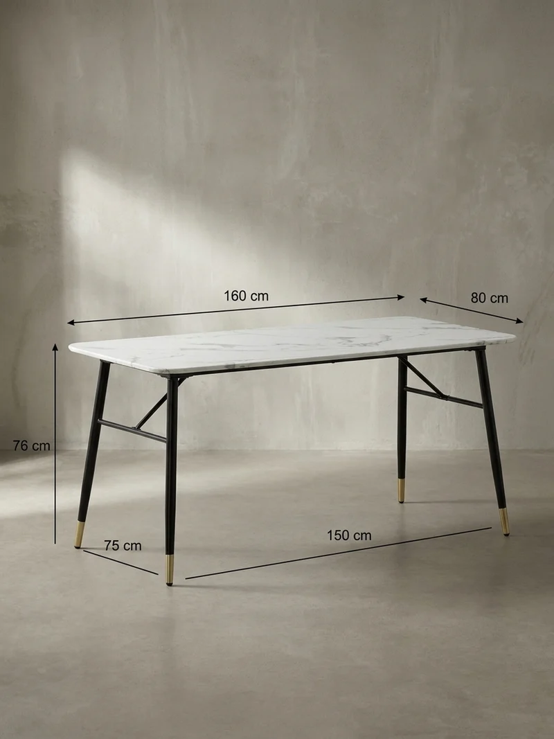 Esstisch Marmoroptik Metall Rechteckig Modern Klein