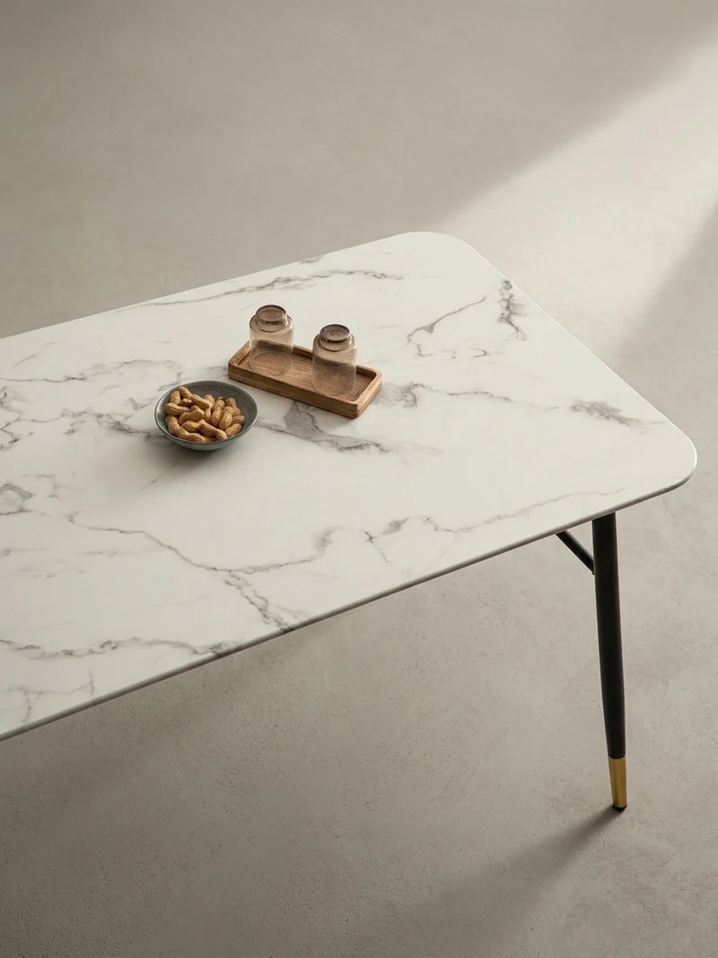 Esstisch Marmoroptik Metall Rechteckig Modern Klein