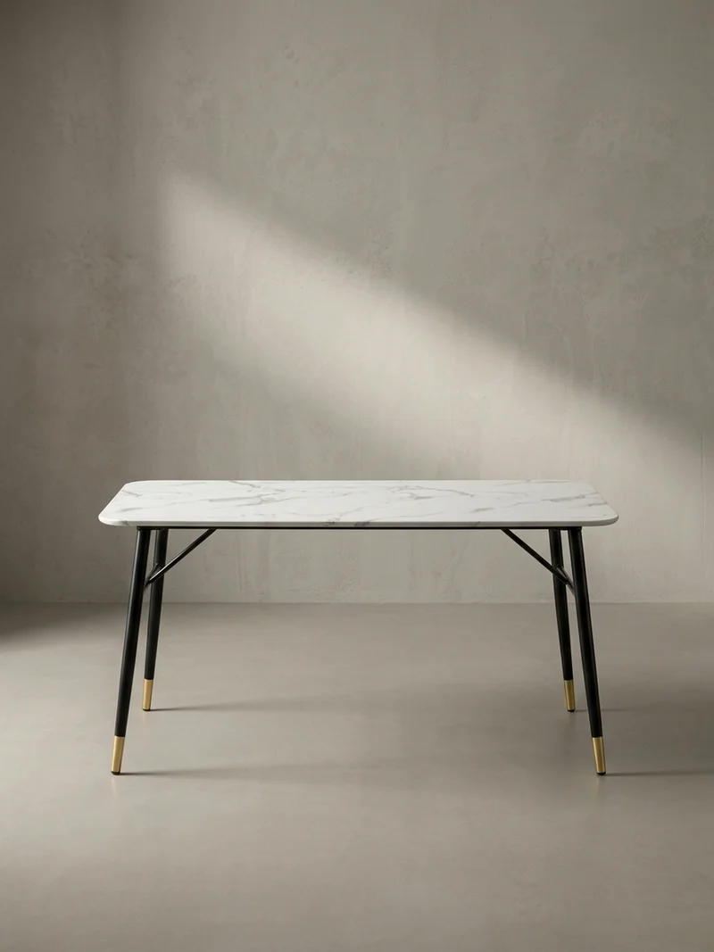 Esstisch Marmoroptik Metall Rechteckig Modern Klein