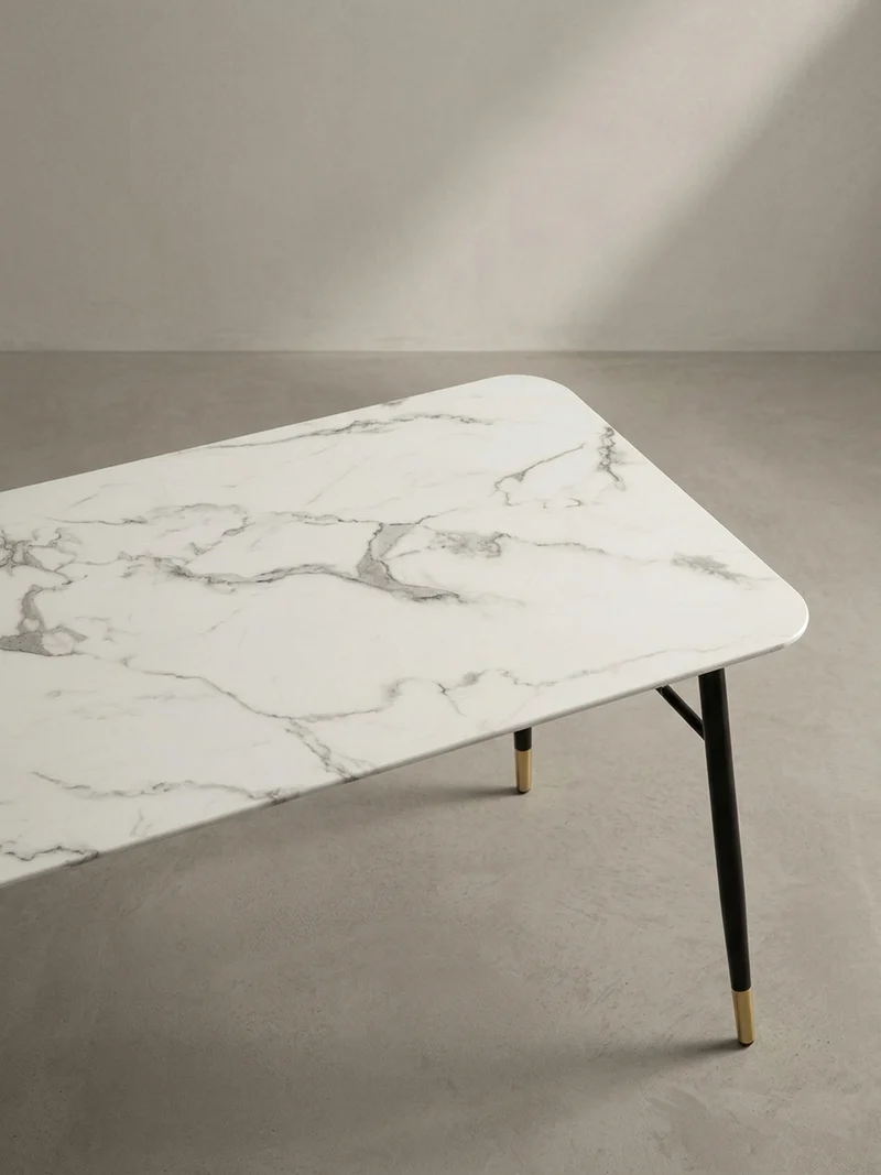 Esstisch Marmoroptik Metall Rechteckig Modern Klein