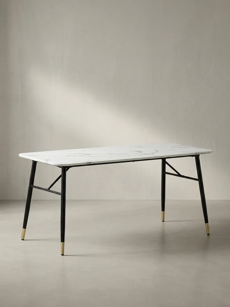 Esstisch Marmoroptik Metall Rechteckig Modern Klein
