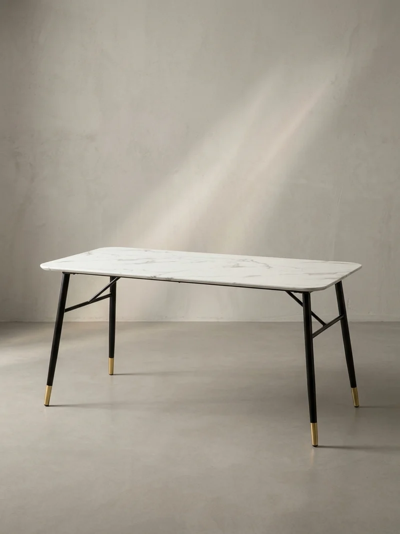 Esstisch Marmoroptik Metall Rechteckig Modern Klein