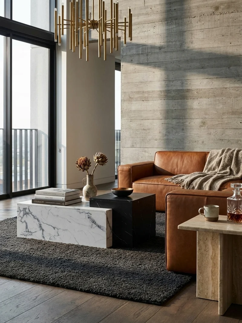 Couchtisch Weiß Schwarz Marmor-Optik Modern 120x60x40 cm Zwei Ebenen