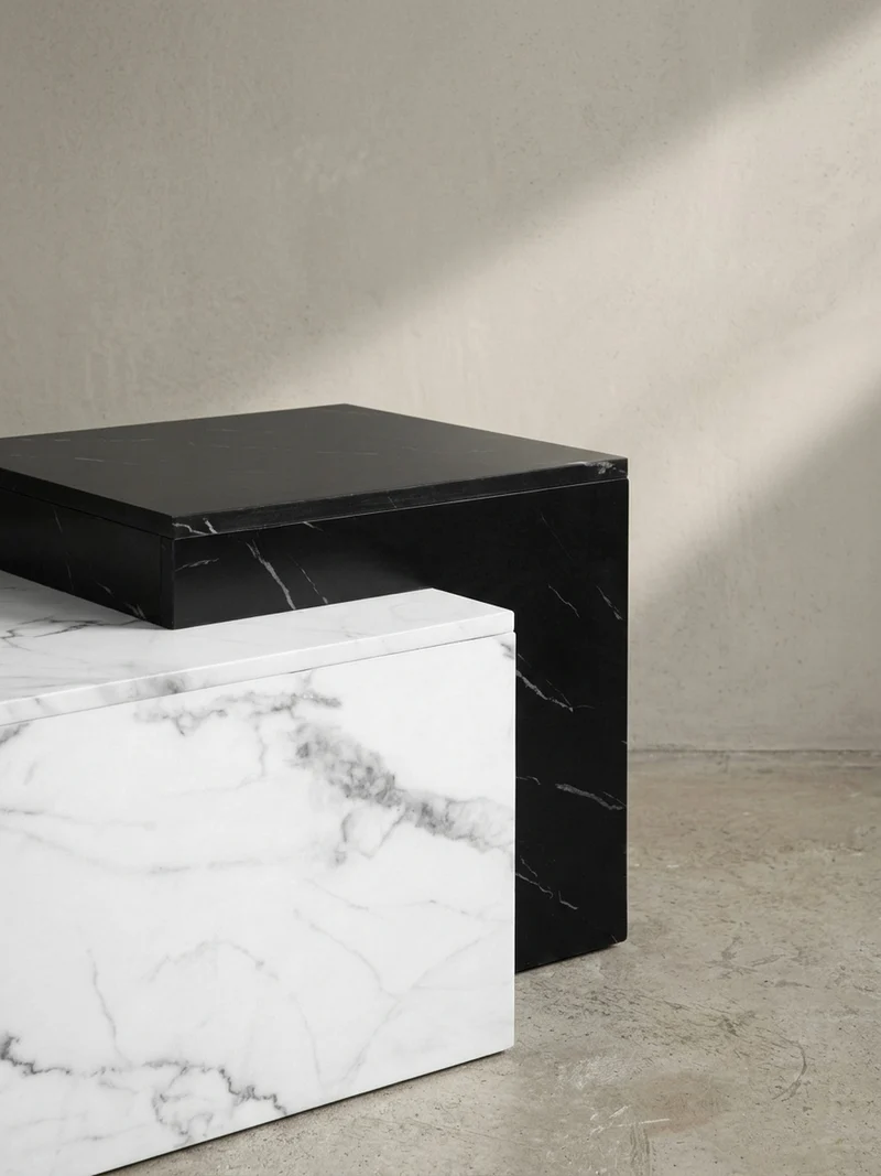 Couchtisch Weiß Schwarz Marmor-Optik Modern 120x60x40 cm Zwei Ebenen