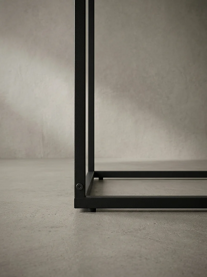 Couchtisch Quadratisch in Schwarz aus Glas und Metall, 58x58x43.5 cm