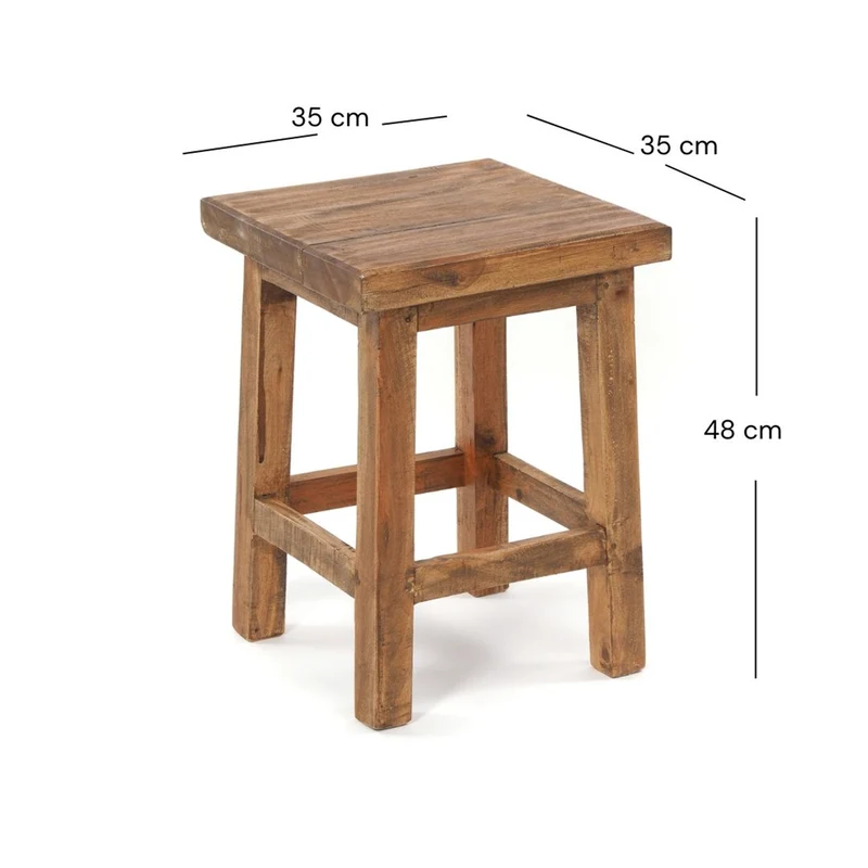 HOLZ HOCKER "MASSIV 48" | Mahagoni, 48x35cm (HxB) | Sitzhocker