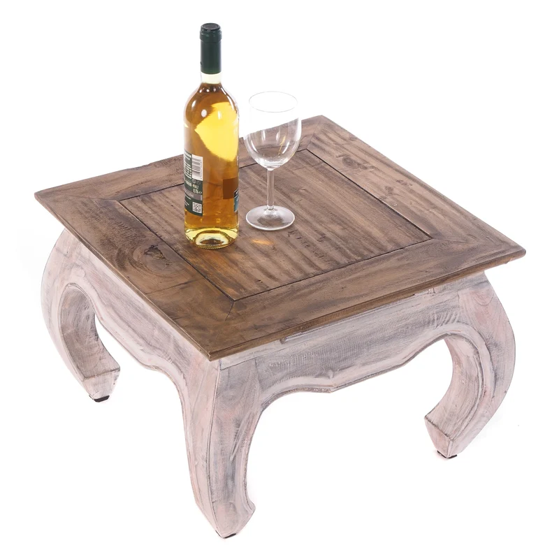 OPIUMTISCH "EAST 50" | 50x50x35cm, Mahagoni | Beistelltisch | Farbe: 05 weiß-natur
