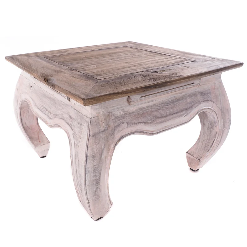 OPIUMTISCH "EAST 50" | 50x50x35cm, Mahagoni | Beistelltisch | Farbe: 05 weiß-natur