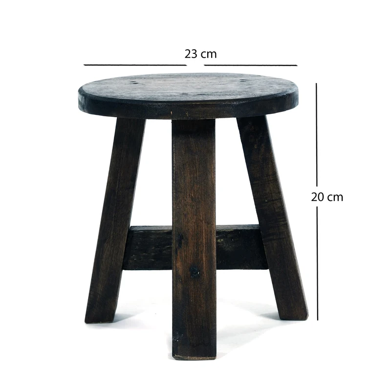 DEKO HOCKER "BERN" | rund, 23,5x20,5 cm (HxB), Mahagoni | Schemel | Farbe: 03 dunkelbraun