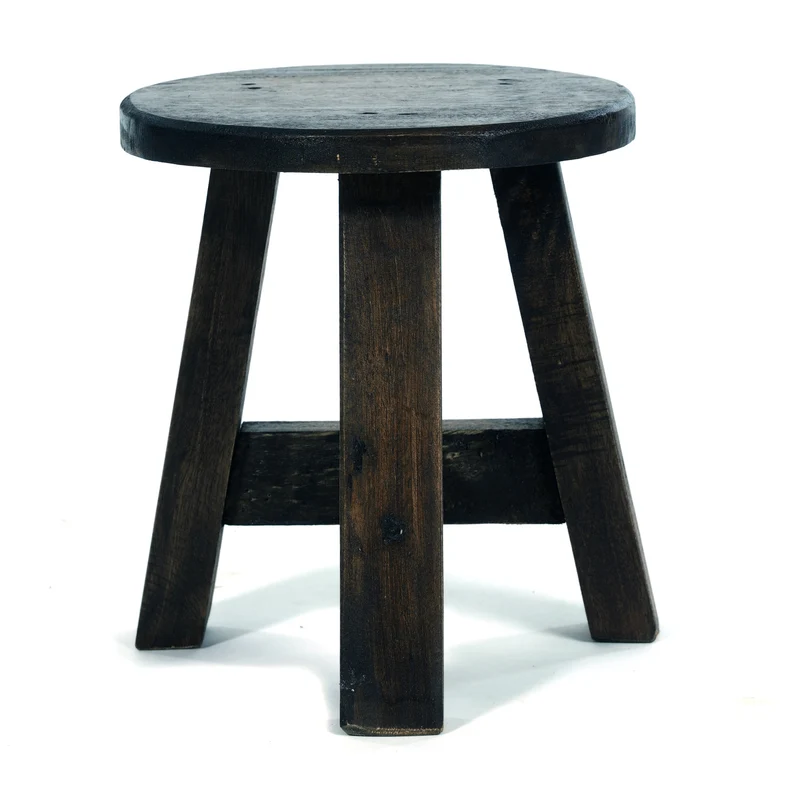 DEKO HOCKER "BERN" | rund, 23,5x20,5 cm (HxB), Mahagoni | Schemel | Farbe: 03 dunkelbraun
