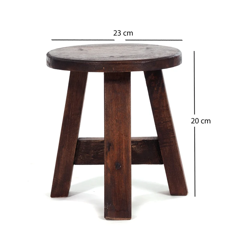 DEKO HOCKER "BERN" | rund, 23,5x20,5 cm (HxB), Mahagoni | Schemel | Farbe: 02 hellbraun