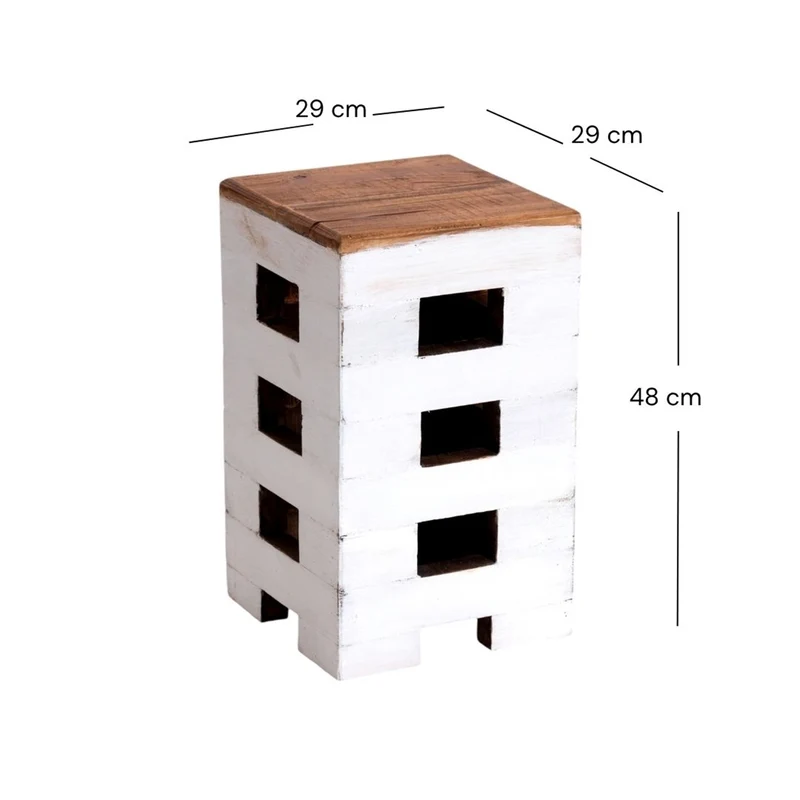 SITZHOCKER "BRICK" | 48x29cm (HxB), Mahagoni | Holzhocker | Farbe: 06 weiß-landhaus