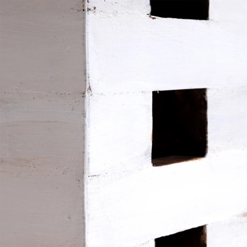 SITZHOCKER "BRICK" | 48x29cm (HxB), Mahagoni | Holzhocker | Farbe: 06 weiß-landhaus