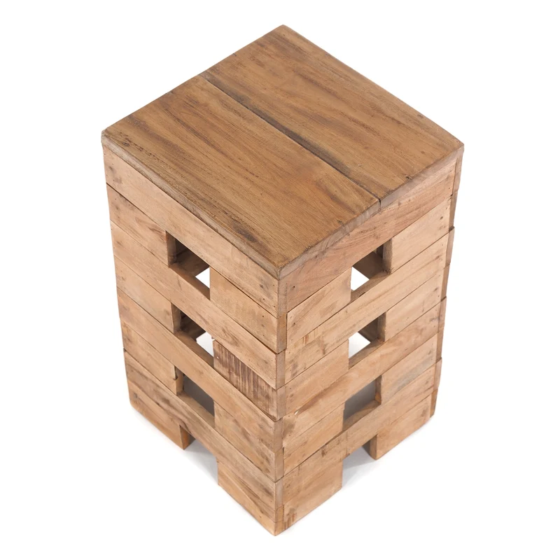 SITZHOCKER "BRICK" | 48x29cm (HxB), Mahagoni | Holzhocker | Farbe: 01 natur-vintage