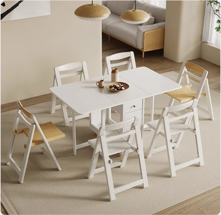 Klappbarer Drop Leaf Esstisch mit klappbaren Stühlen Set 5-teilig