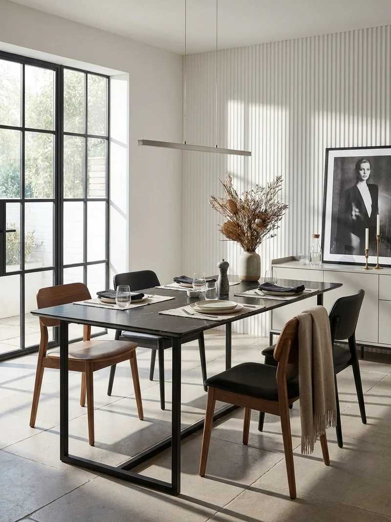 Esstisch Marmoroptik Metall Rechteckig Modern Klein